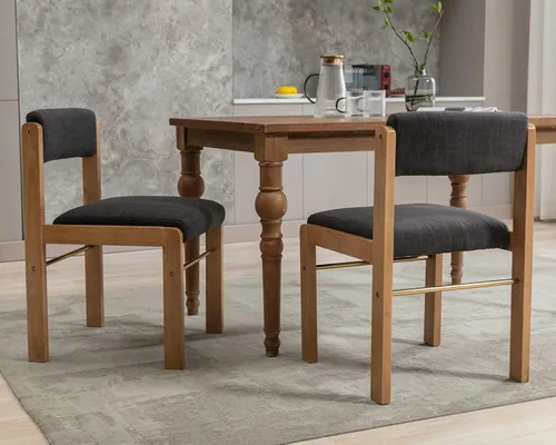 Miniatura 14 de CIMOTA Juego de 2 sillas de comedor de piel sintética, modernas sillas de comedor tapizadas de mediados de siglo con marco de madera/respaldo