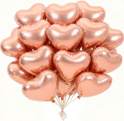 Miniatura 15 de 100 globos en forma de corazón de 5 pulgadas, globos de aluminio de Mylar de papel de aluminio para decoración de mujeres y niñas, día de San