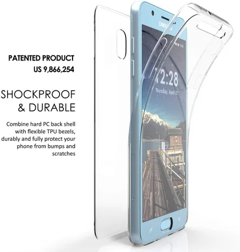 Miniatura 4 de Funda transparente para Galaxy J3 2018, nueva envoltura de 360 grados [protección de cuerpo completo] Funda delgada de TPU transparente