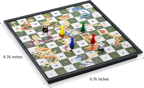 Miniatura 2 de Juegos de Mesa Magnéticos de Serpientes y Escaleras con Tablero Plegable Juegos de Viaje para Niños y Adultos