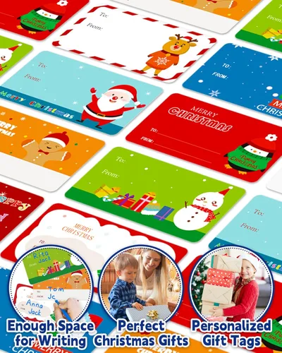 Miniatura 4 de Greingways 500 etiquetas adhesivas de nombre de Navidad, etiquetas autoadhesivas para regalos, bolsas, cajas, papel de regalo, etiquetas de regalo
