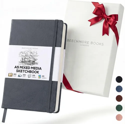 Miniatura 22 de Beechmore Books Cuaderno de bocetos A4 – Libro de bocetos de gran formato de 8.5x11 con tapa dura encuadernado en cuero vegano premium con 156