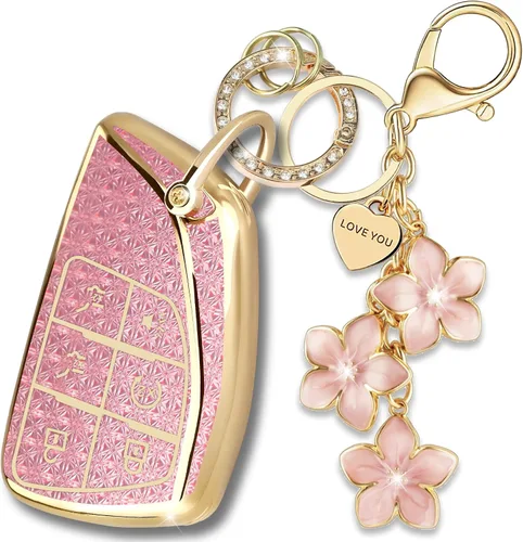 Miniatura 10 de Funda para llavero de TPU con llavero floral compatible con llave inteligente Chevy de 6 botones para mujeres