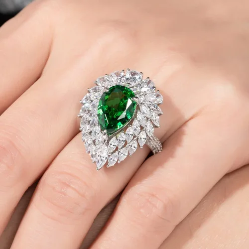 Miniatura 8 de 4CT-7CT Cubic Zirconia Cocktail Rings Pear CutHeart CutRadiant Cut 5A Grade Simulated Diamond CZ Statement Engagement Promise Ring for Women