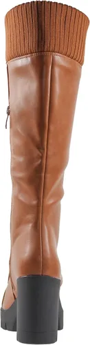 Miniatura 5 de Generation Y Botas de combate hasta la rodilla para mujer, con cordones, tacón grueso, cierre de cremallera