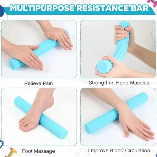 Miniatura 7 de Barra de terapia flexible, 3 piezas, barras flexibles para ejercitador de manos, fortalecedor de barra de terapia flexible, alivia el dolor