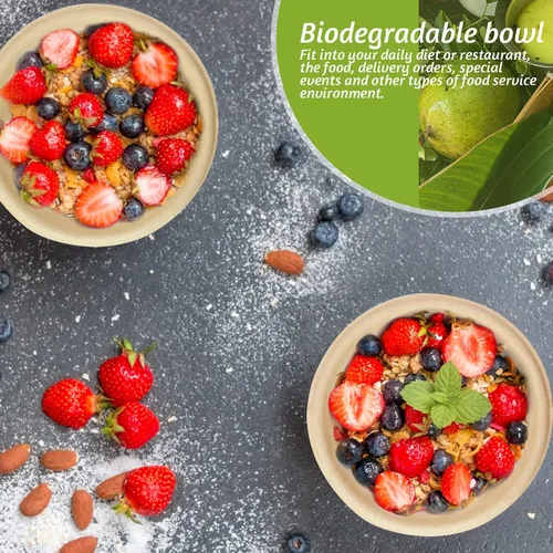 Miniatura 4 de 200 cuencos de papel biodegradables naturales de caña de azúcar de 8 onzas, cuencos de papel compostables para ensalada, sopa caliente, pasta