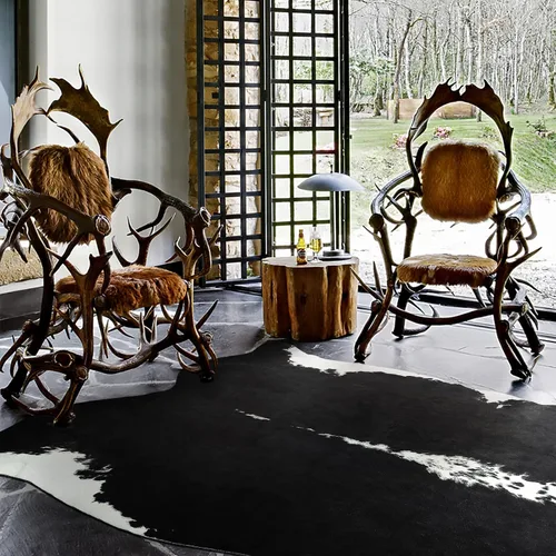 Miniatura 6 de Alfombra de piel de vaca sintética AROGAN, alfombra premium con estampado de vaca para decoración occidental boho, piel de vaca para dormitorio