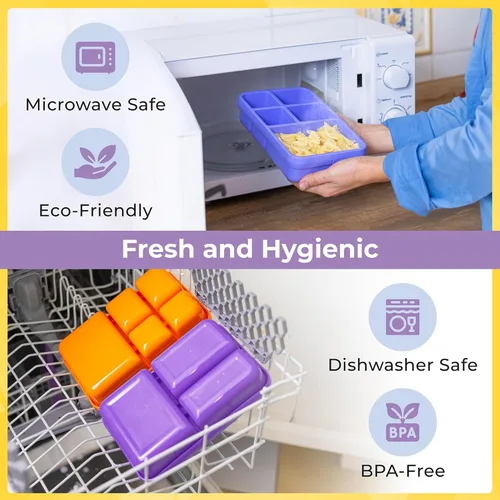 Miniatura 4 de ovve Lonchera Bento para niños y cubiertos – Lonchera para niños a prueba de fugas, insertos intercambiables, sin BPA, recipientes aptos para Púrpura