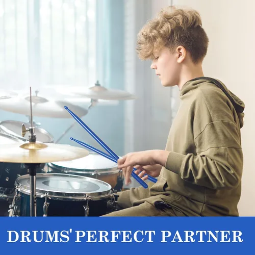 Miniatura 2 de uxcell Baquetas 5A, 1 par de baquetas de plástico para ejercicio, bastones ligeros para batería, accesorios duraderos de percusión para instrumentos