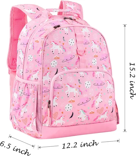 Miniatura 4 de Choco Mocha - Mochila escolar para niñas, 15 a 17pulgadas con monedero a juego, Unicornio rosa), CM034-1