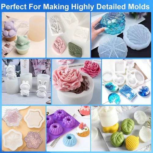 Miniatura 4 de CHANGTIKEJI Kit de fabricación de moldes de silicona, gel de sílice líquido elástico 10A de 38.8 onzas para moldear moldes de resina y moldes