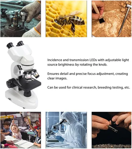 Miniatura 3 de Microscopio binocular compuesto 40X-5000X Aumento Rotación de 360 ° Sistema de iluminación ajustable Microscopios profesionales para pruebas