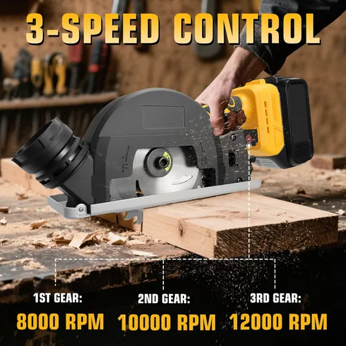 Miniatura 3 de Mini sierra circular para batería Dewalt de 20 V, 12000 rpm, sierra circular pequeña sin escobillas de 4 pulgadas, profundidad de corte de 0.8