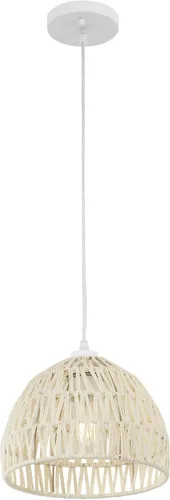 Miniatura 20 de JONATHAN Y Lámpara colgante LED de cuerda tejida bohemia moderna gris de 20 pulgadas, lámpara de techo de cúpula ajustable para isla de cocina