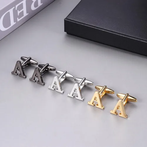 Miniatura 6 de LOLIAS 3 pares de gemelos para hombre, gemelos personalizados con inicial para hombre, estilo casual a formal, con caja de regalo, juego de gemelos