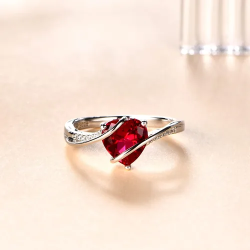 Miniatura 4 de ATTA GEMS Anillos de plata de ley para mujer, anillos de rubí rojo para mujeres y niñas, anillos de plata 925, delicado anillo de piedra natal