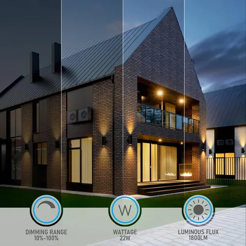 Miniatura 4 de LEONLITE Lámpara de pared LED cilíndrica de 12 pulgadas, 5CCT, para exteriores, 120-277 V, regulable, de aluminio, impermeable, de alta gama, lista