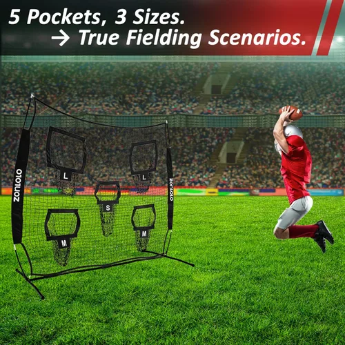 Miniatura 7 de Zonlolo Red de lanzamiento de fútbol americano de 7 x 7 pies, red de entrenamiento de fútbol americano, práctica de objetivos con 5
