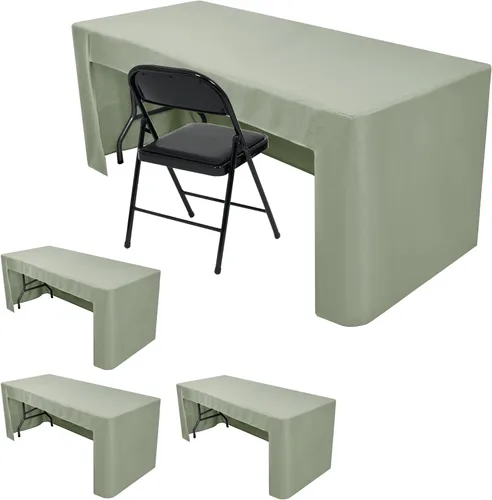Miniatura 21 de HolidayIdeas Fitted Tablecloths for 4 Foot Rectangle Table, Wrinkle Resistant Washable Table Cover 24x48 Inch for Vendor Booth Display, Banquet, Aqua