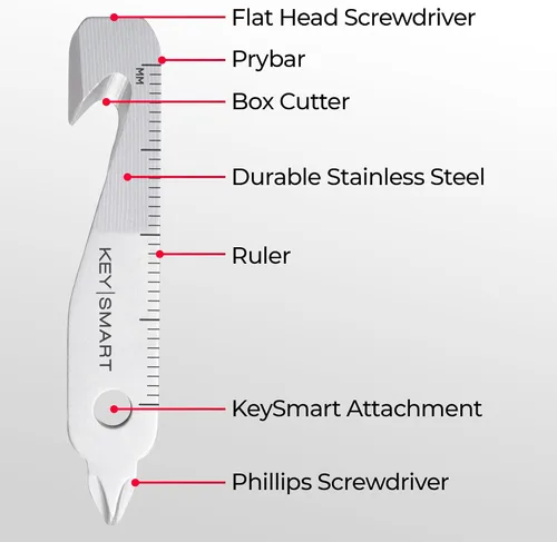Miniatura 2 de KeySmart MultiTool - Herramienta multiusos 5 en 1 para llavero con abridor de cajas, regla, barra de palanca, destornillador Phillips y cabeza