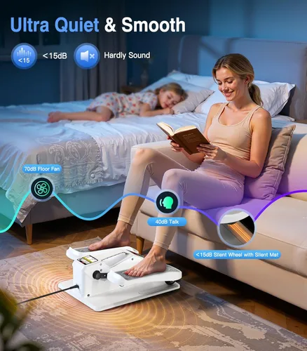 Miniatura 2 de Portable Under Desk Elliptical Machine with Wireless Remote. 12 Manual & 3 Automatic Speeds. Pedal Ellipse Leg Exerciser. Leg Exerciser While Blanco
