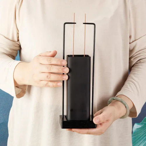 Miniatura 2 de Soporte para Varillas de Incienso, Quemador de Incienso Invertido con Recolector de Cenizas de Vidrio Negro Extraíble Anti-Vuelo de Cenizas Todo