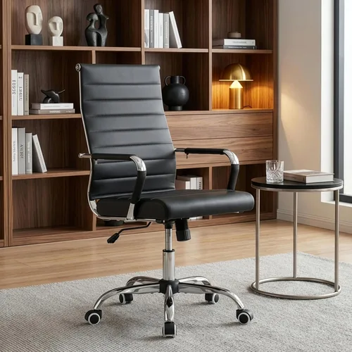 Miniatura 8 de Silla de Oficina Okeysen, Sillas Ergonómicas de Cuero Modernas para Sala de Conferencias, Silla Ejecutiva con Costillas Ajustable y Giratoria