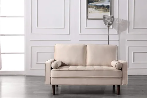 Miniatura 39 de Container Furniture - Sofá de piel sintética para la sala de estar moderna con cojines extraíbles y patas de madera maciza, sofá estilo lujoso