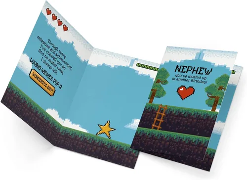 Miniatura 3 de Prime Greetings Tarjeta de cumpleaños para sobrino con tema de videojuegos, hecha en Estados Unidos, ecológica, tarjeta gruesa con sobre de alta