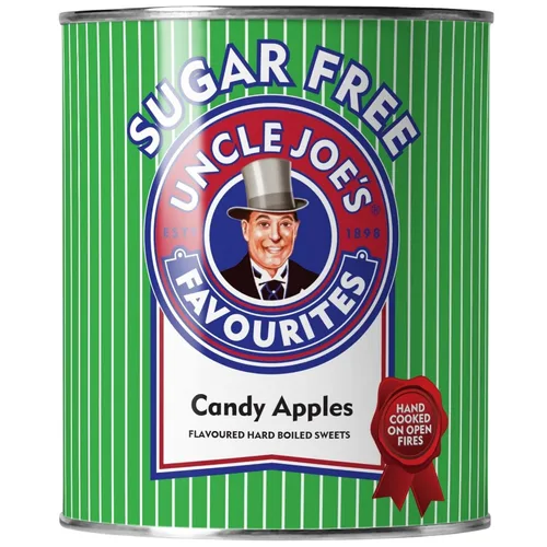 Uncle Joe's Manzanas dulces sin azúcar | Dulces duros con sabor | Dulces británicos saludables | Regalo de dulces gourmet | Dulces de frutas | 4.23