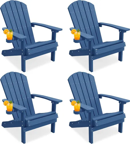 Miniatura 15 de YEFU Silla Adirondack de plástico resistente a la intemperie, sillas de patio con instalación fácil en 5 pasos, se ve exactamente como madera real