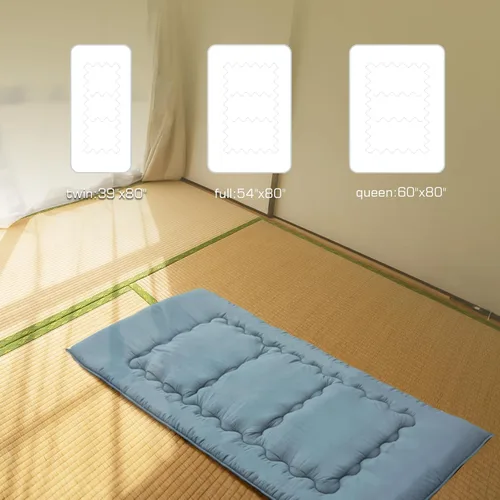 Miniatura 4 de FindPanda Colchón japonés de suelo futón con funda (gris, matrimonial 80 pulgadas de largo x 54 pulgadas de ancho x 2.5 pulgadas de alto)