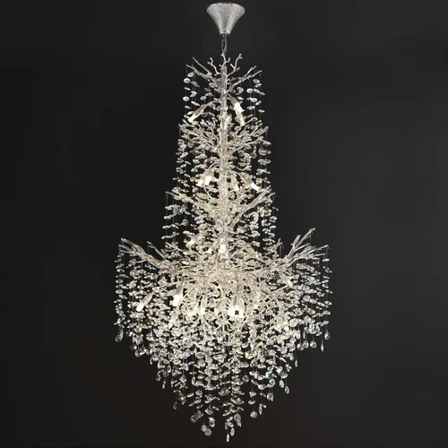 Candelabros de Cristal Plateado H61'' para Techos Altos, Candelabros de Escalera, Candelabro Moderno de Rama de Árbol de Cristal, D40'' Candelabro