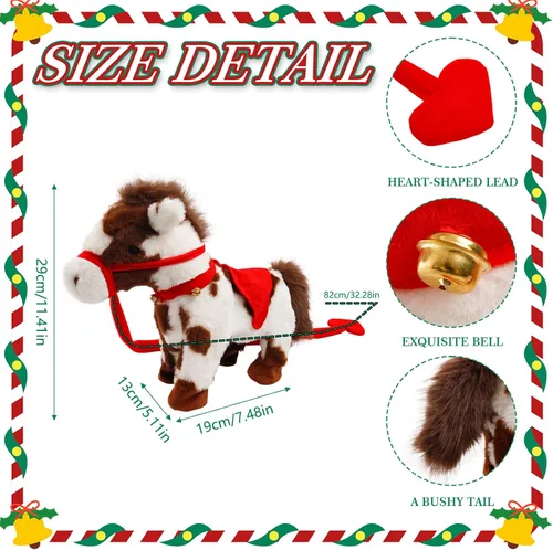 Miniatura 6 de Spotted - Juguete de caballo animado de Navidad, figuras de caballo interactivas de felpa con sonido, cola de cabeza moviendo, caballo que camina