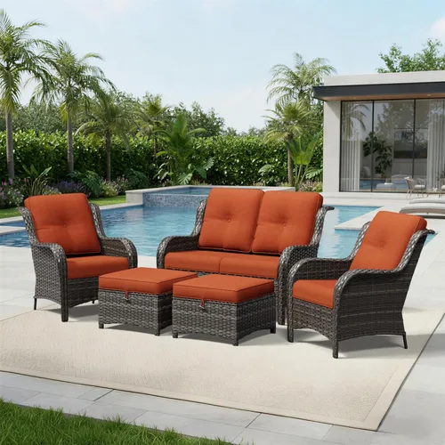Miniatura 206 de Joyside Juego de sillas de mimbre para patio, juego de 3 piezas de mimbre para exteriores con 2 sillas reposabrazos y 1 mesa auxiliar para terraza