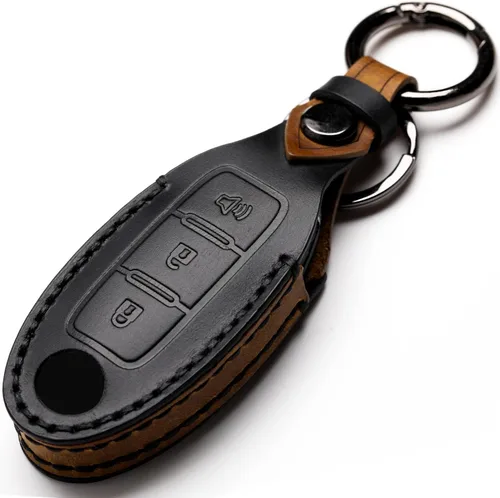 Funda de cuero para llavero de automóvil compatible con Nissan con control remoto sin llave para Nissan X-trail Rogue Altima Quest Pathfinder Sentra