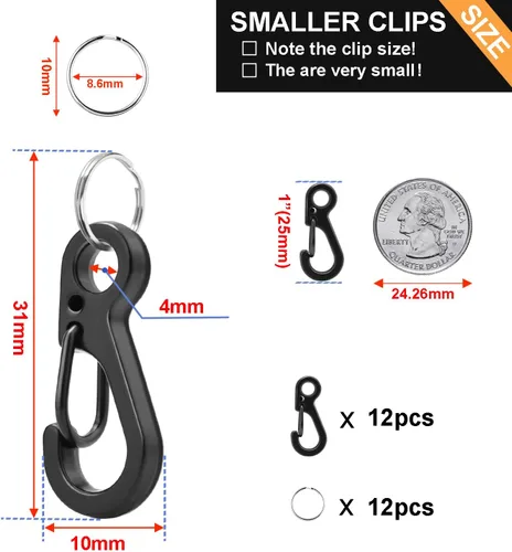 Miniatura 2 de Small Carabiner Clip Metal Spring Snap Hooks Mini Paracord Hanging Clips for Camera Strap, Flashlight, Key Chain