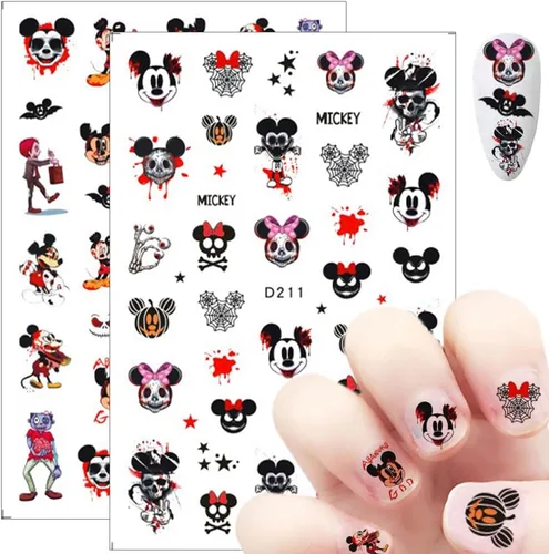 Miniatura 6 de 8 hojas de calcomanías de uñas de Halloween autoadhesivas 3D para Halloween, góticas, decoración de uñas, suministros de arte de uñas divertidas
