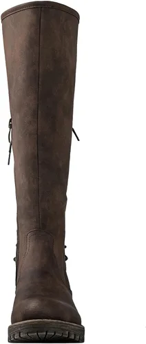 Miniatura 4 de GLOBALWIN - Botas de combate de equitación altas con cordones para mujer, cómodas botas góticas de motocicleta para mujer con cremallera y tacón