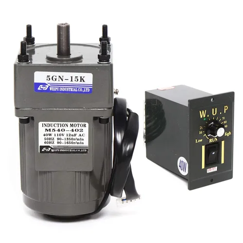 Miniatura 22 de 15W 10K AC110V 125 RPM Motor reductor de engranajes variable ajustable con controlador de velocidad para la industria