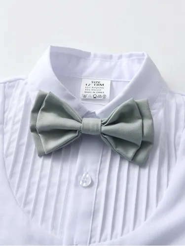 Miniatura 52 de Conjunto de pantalones para bebé, camisa de manga larga + pantalones + corbatín + tirantes, trajes de caballero para niños pequeños