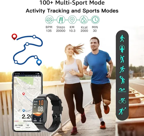 Miniatura 4 de Smart Watch Fitness Tracker Make/Answer Calls for Women Men with Heart Rate Blood Oxygen Sleep Monitor Sports Modes Step Calorie Counter IP68 Negro