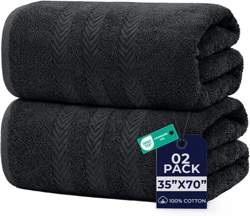 Miniatura 13 de DAN RIVER Paquete de 2 sábanas de baño de lujo 35x70, 600 g/m², toallas de 100% algodón hilado en anillo suaves y de secado rápido, ideales