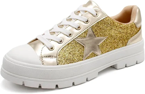 Miniatura 4 de Laforst Tenis antideslizantes con purpurina Mardi Gras para mujer, color morado