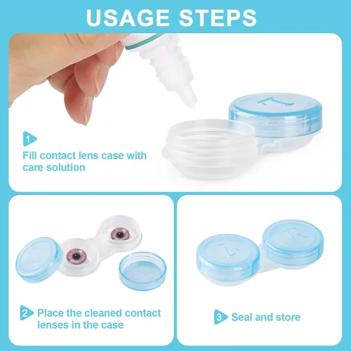 Miniatura 7 de Paquete de 50 Estuches para Lentes de Contacto, Estuches de Contacto Transparentes a Granel en 5 Colores, Lindo Estuche para Lentes de Contacto a