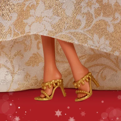 Miniatura 4 de Barbie Signature 2025 Muñeca de festividades de cabello castaño oscuro, con vestido plateado y dorado, coleccionable de temporada en embalaje