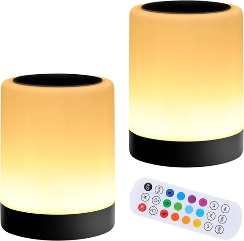 Lámpara de mesa táctil OORUN, 13 colores RGB y 5 niveles de brillo, lámpara de escritorio recargable por USB, luz nocturna regulable con control