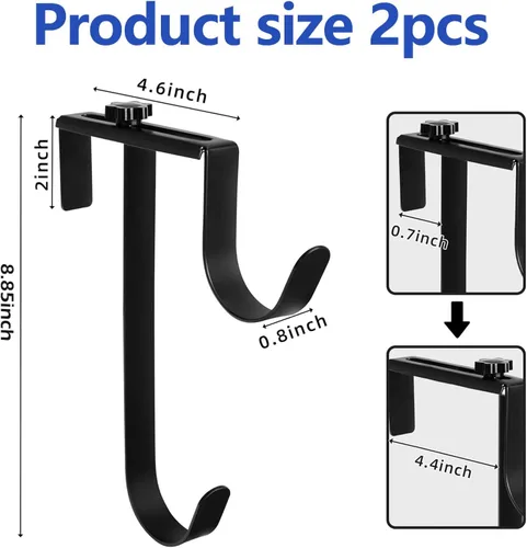 Miniatura 2 de PURPLE STAR 1N 2 ganchos dobles para valla de piscina para equipos de piscina, colgador ajustable para poste de piscina, ganchos de piscina Negro-2