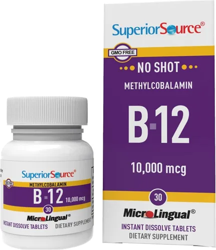 Miniatura 12 de Superior Source No Shot Metilcobalamina B-12 5000 mcg – Vitamina B-12 para apoyar la producción de energía, la salud del cerebro y el bienestar